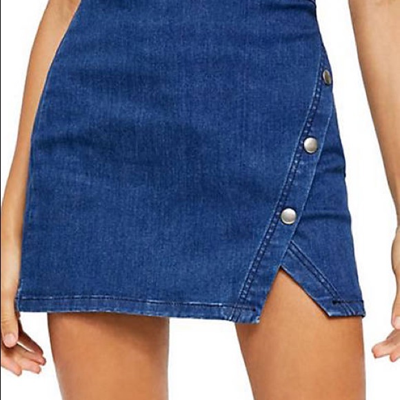 Free People Notched Denim Mini Skirt - Picture 5 of 5